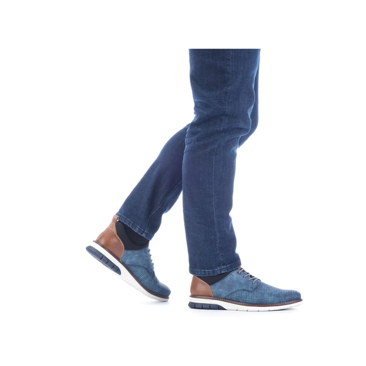 Rieker 14450 Men's Slip-On Shoes in Blue - Image 12