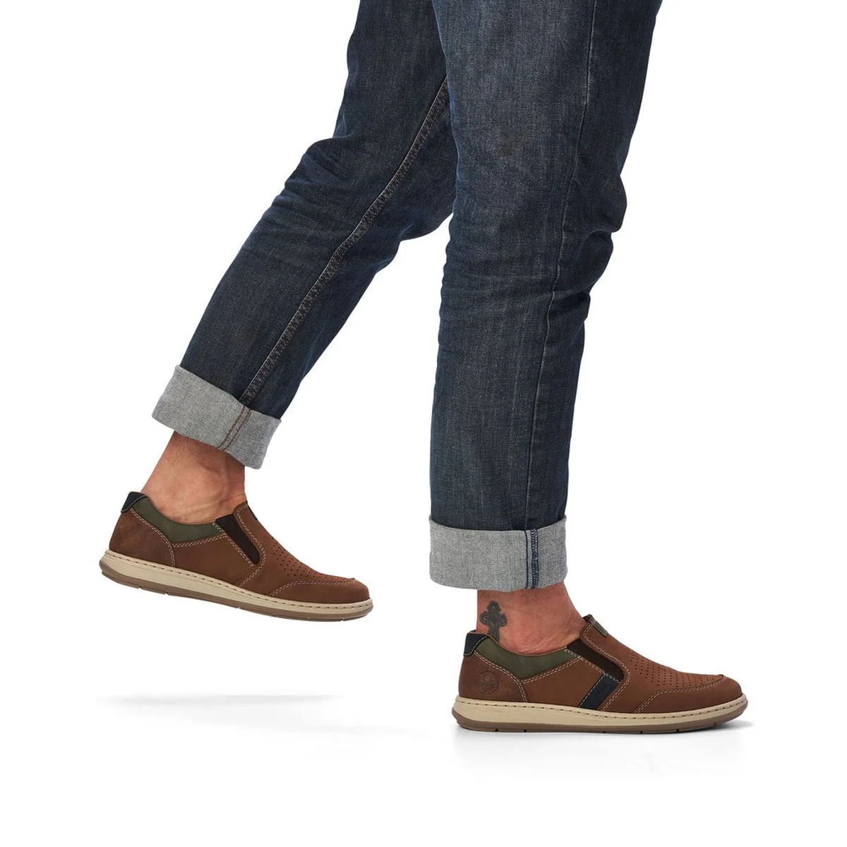 Rieker 17371 Men's Slip-On Shoes in Brown - Image 10