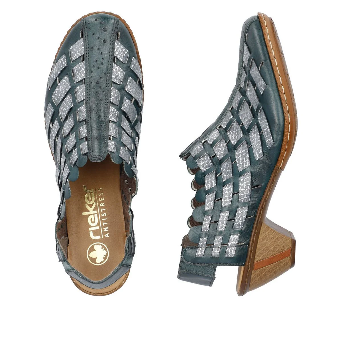 Rieker 46778 Women's Slip-On Block Heel in Blue - Image 4