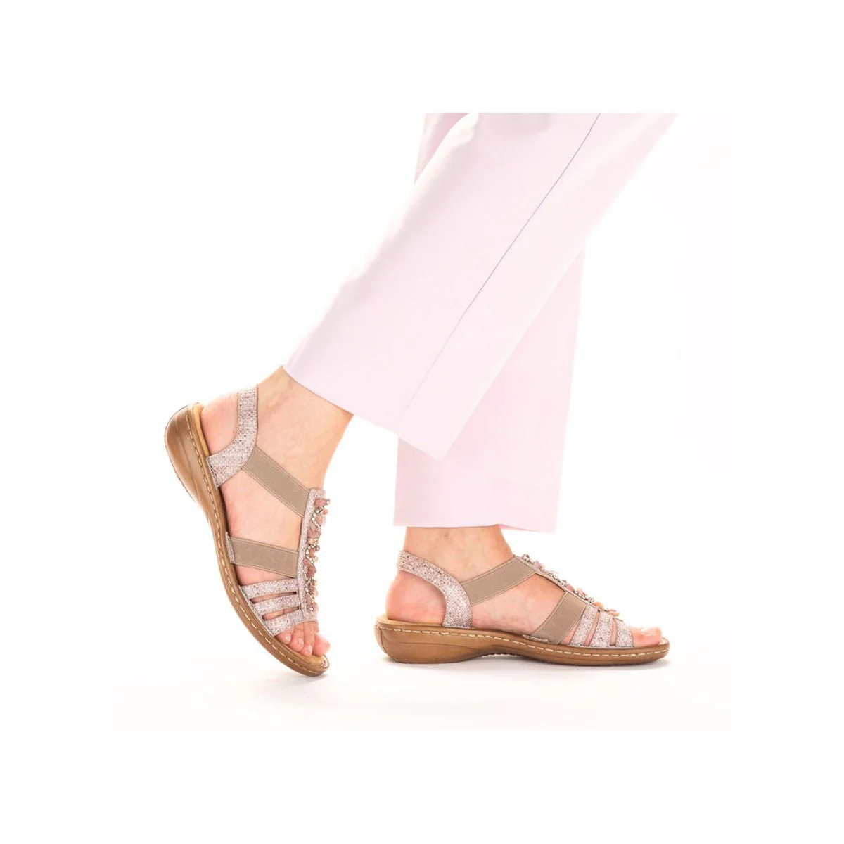 Rieker 60818 Women's Strap Sandals in Pink - Image 7