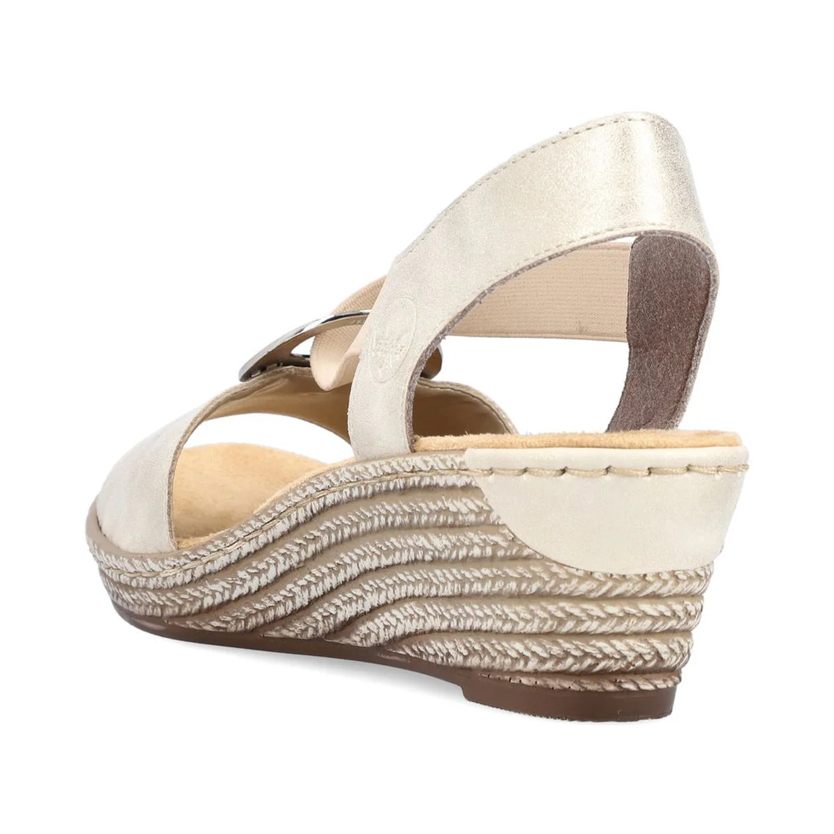 Rieker 624H6 Women's Wedge Sandals in Beige - Image 3