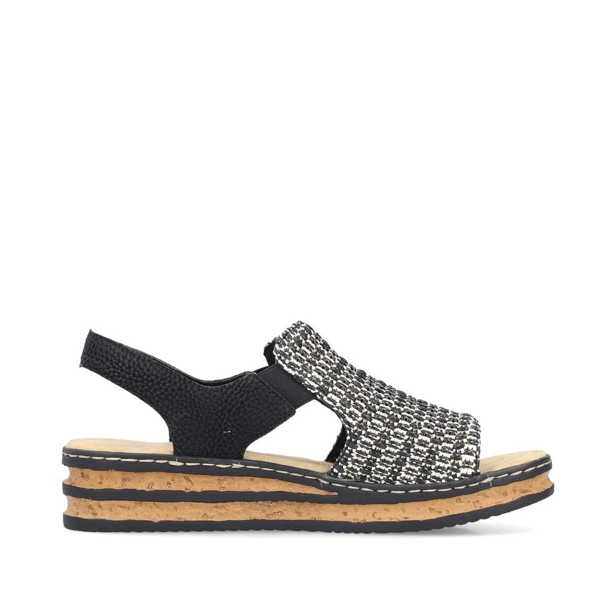 Rieker 62971 Women's Low Wedge Sandals in Black - Image 2