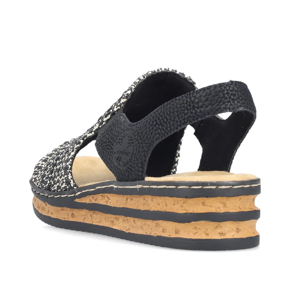 Rieker 62971 Women's Low Wedge Sandals in Black - Image 3
