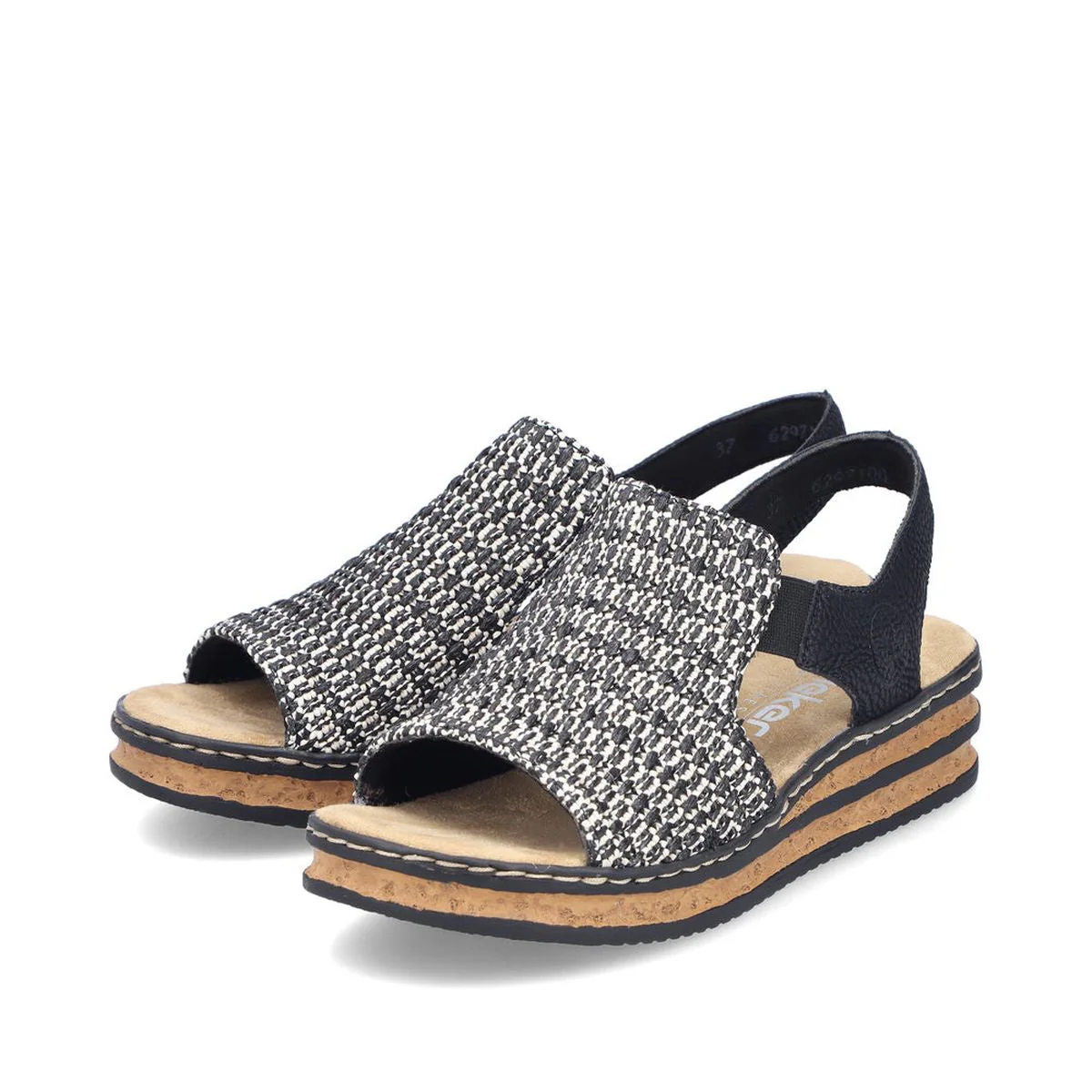 Rieker 62971 Women's Low Wedge Sandals in Black - Image 5