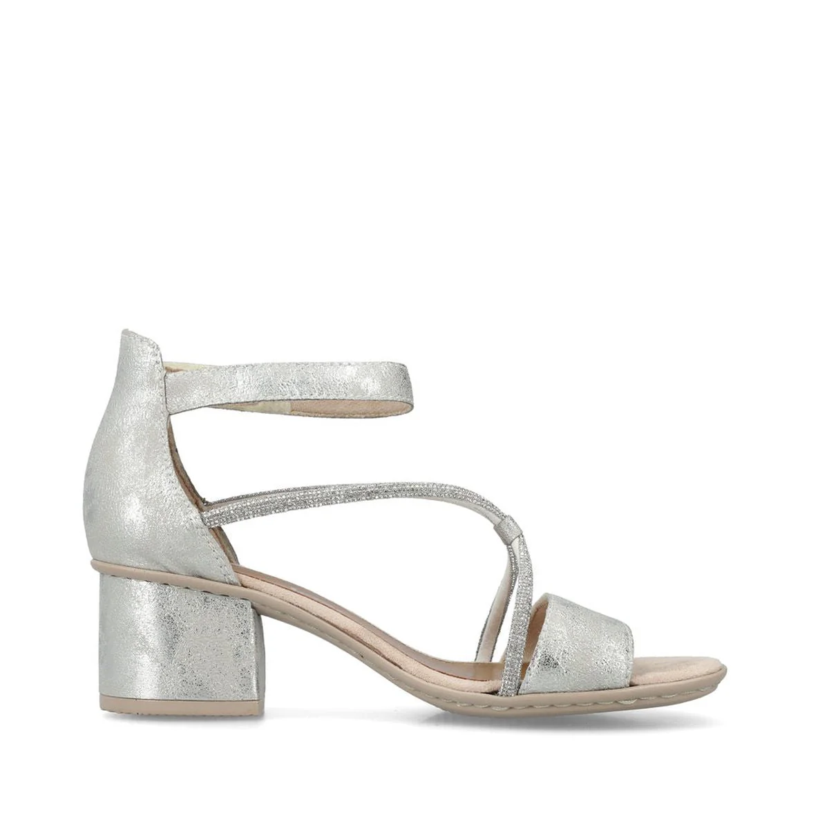 Rieker 64654 Women's Block Heel Sandals in Silver - Image 2
