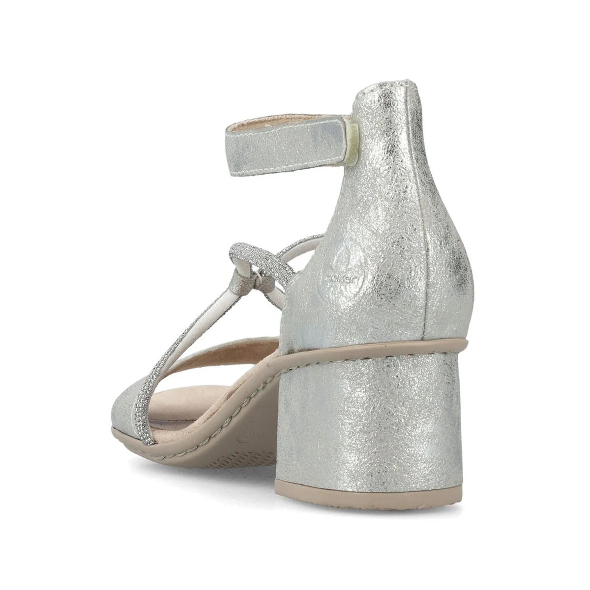 Rieker 64654 Women's Block Heel Sandals in Silver - Image 3