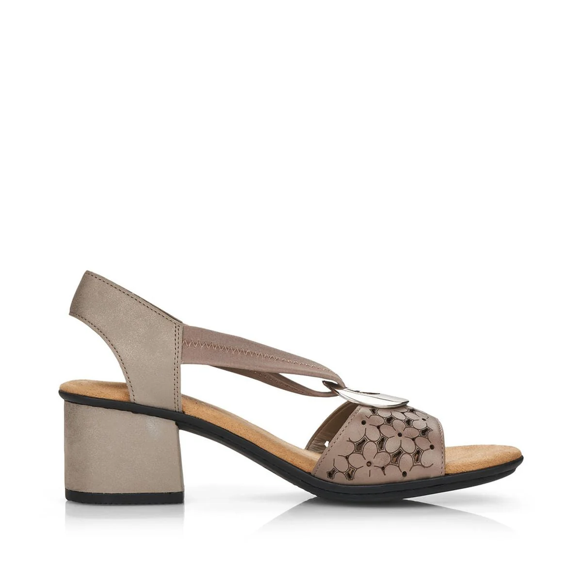 Rieker 64677 Women's Block Heel Sandals in Gold - Image 2