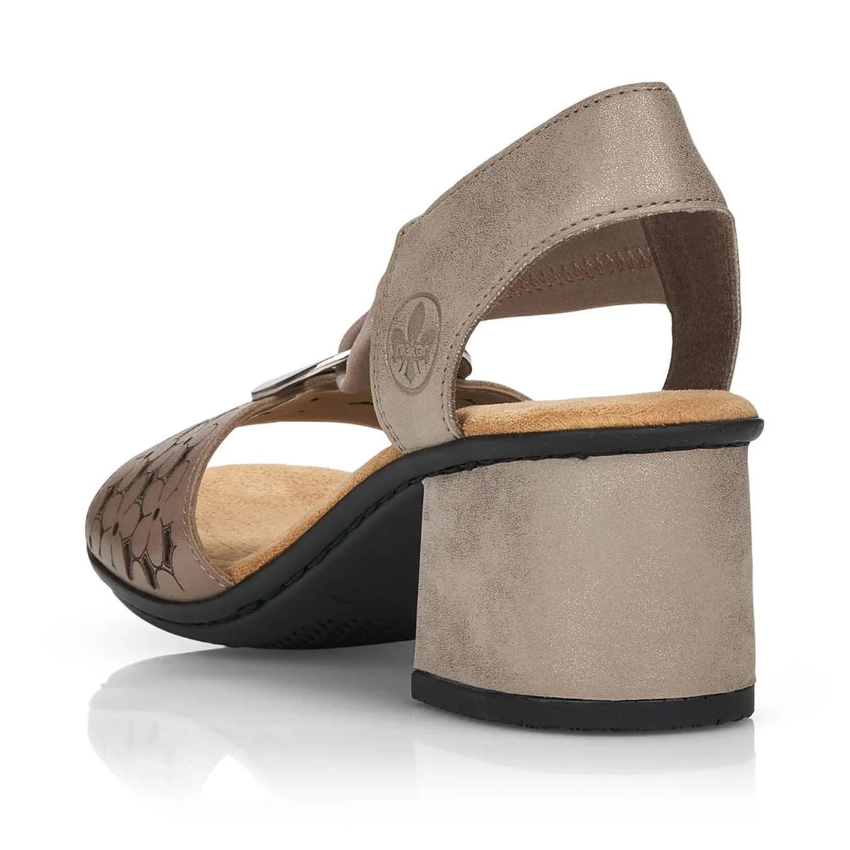 Rieker 64677 Women's Block Heel Sandals in Gold - Image 3