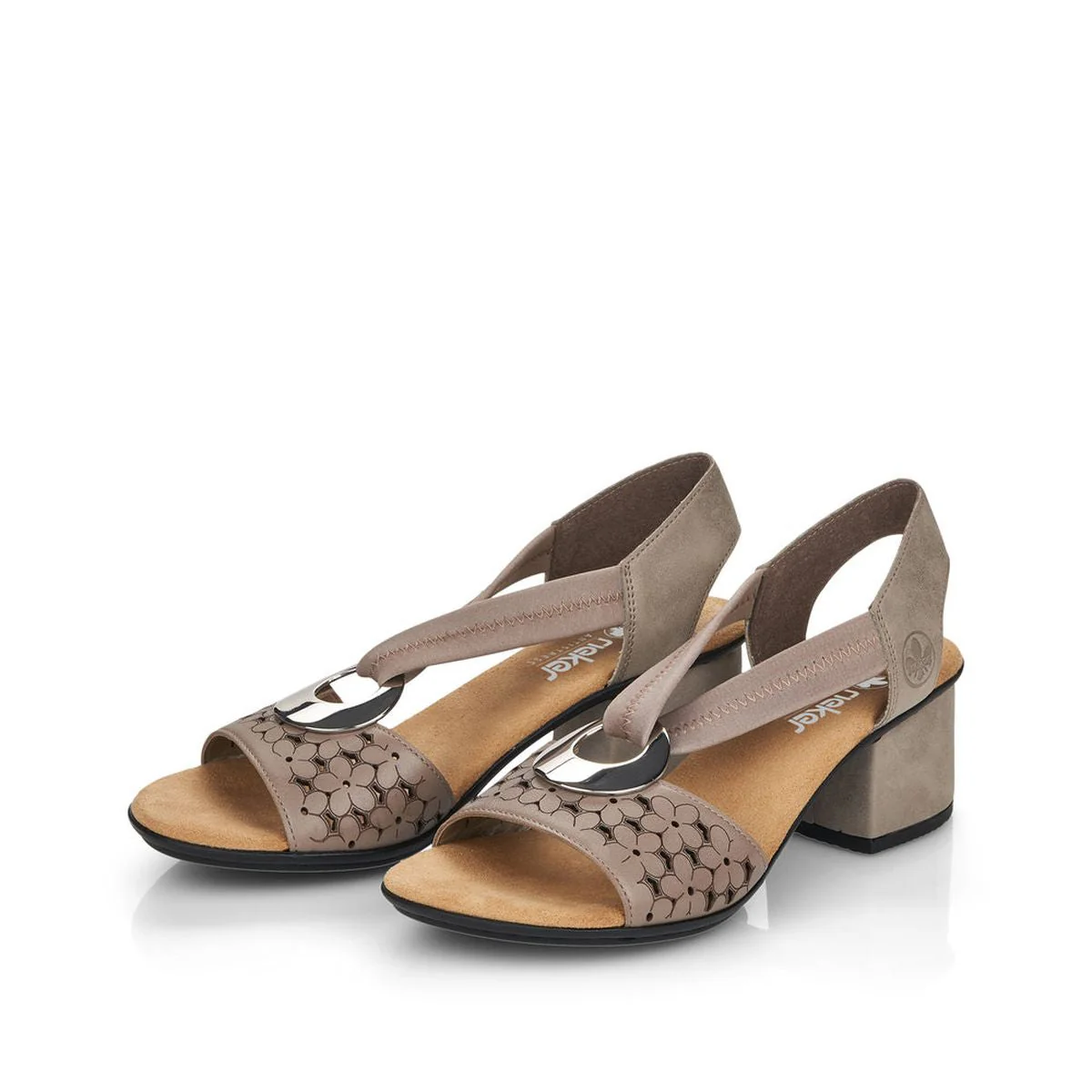 Rieker 64677 Women's Block Heel Sandals in Gold - Image 5