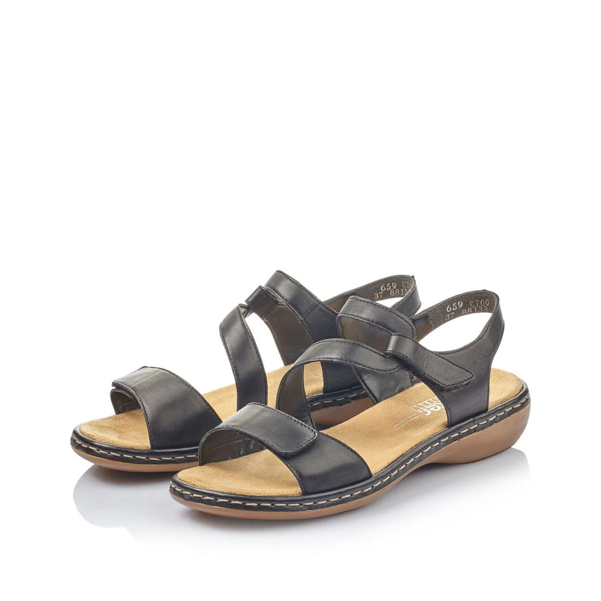Rieker 659C7 Velcro Strap Black Sandals - Image 5