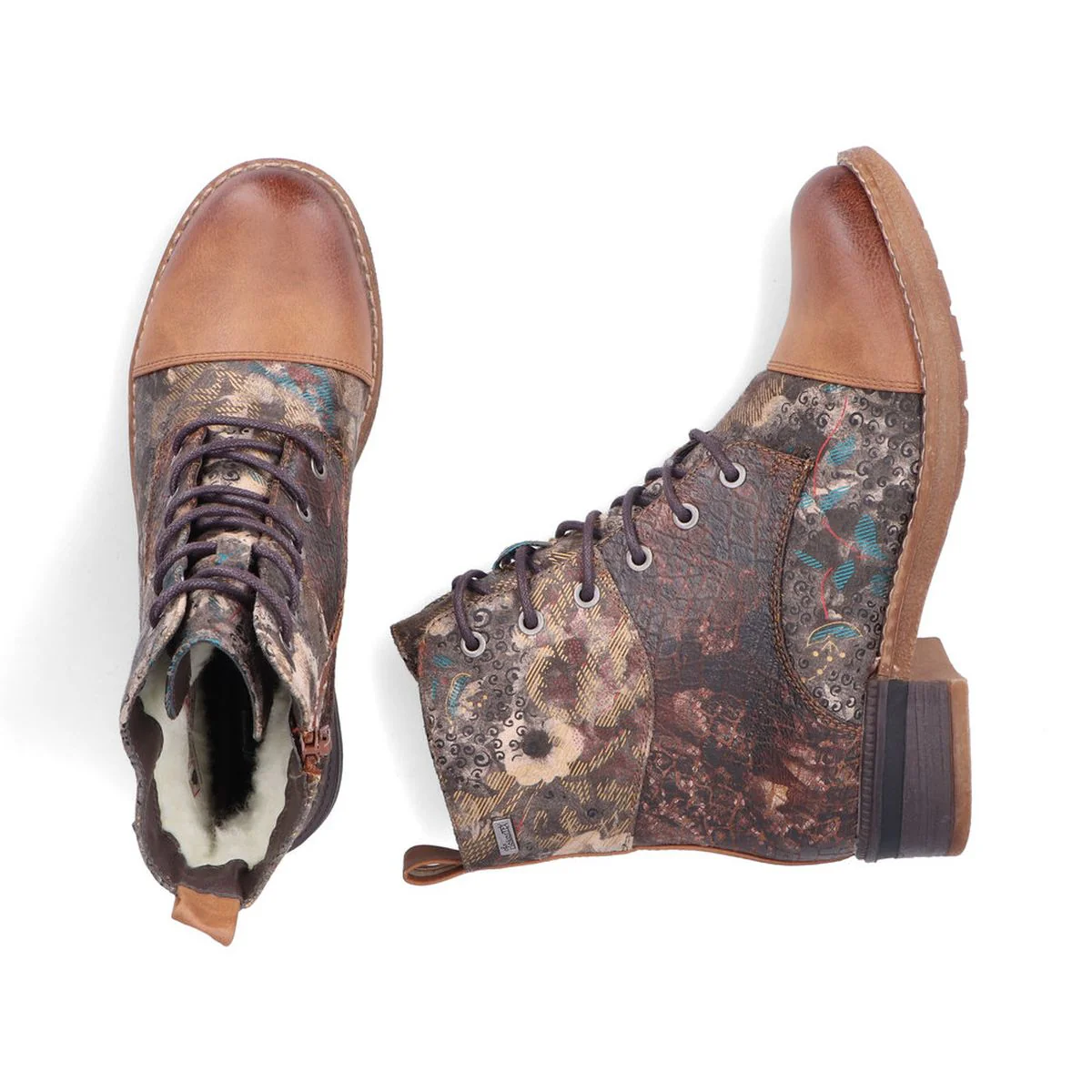 94611 Lace Up Patterned Ankle Boots - Image 5