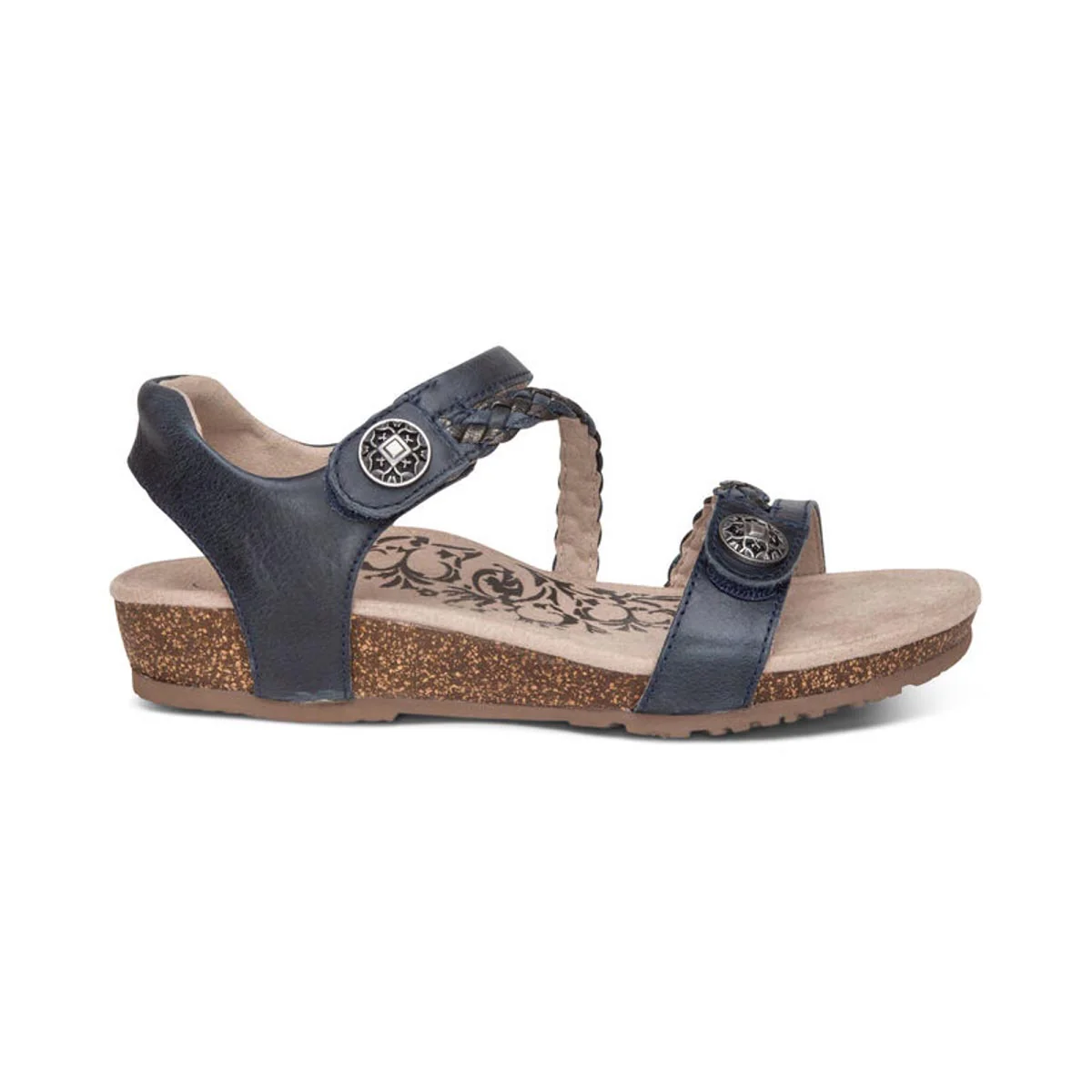 Aetrex Jillian Women's Braided Quarter Strap Sandal – Navy - Image 5
