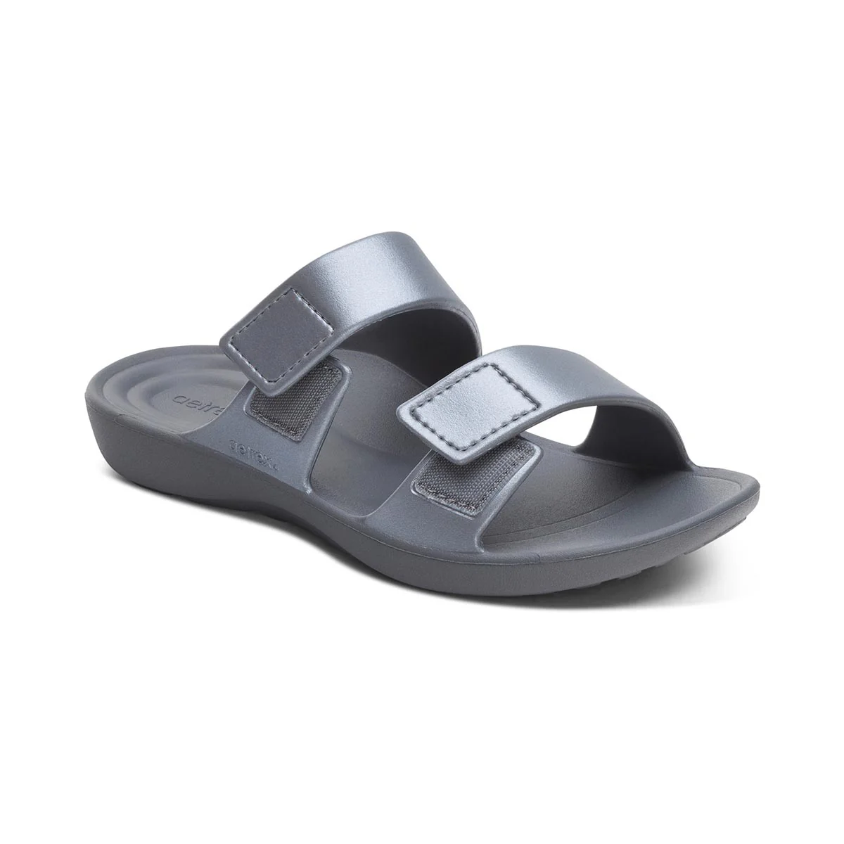 Aetrex Kaia Women's Two Band Slide – Black Pewter - Image 2