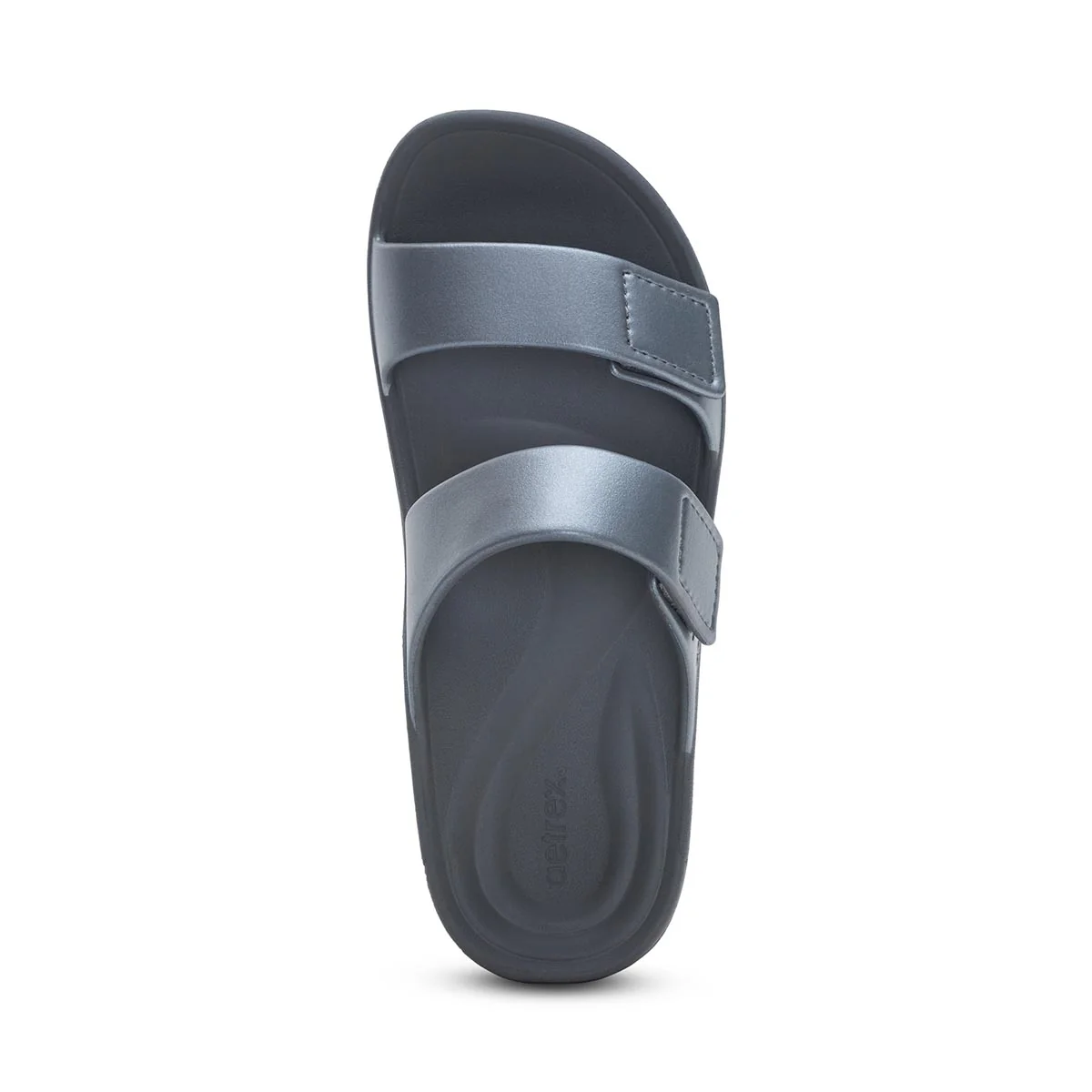 Aetrex Kaia Women's Two Band Slide – Black Pewter - Image 3