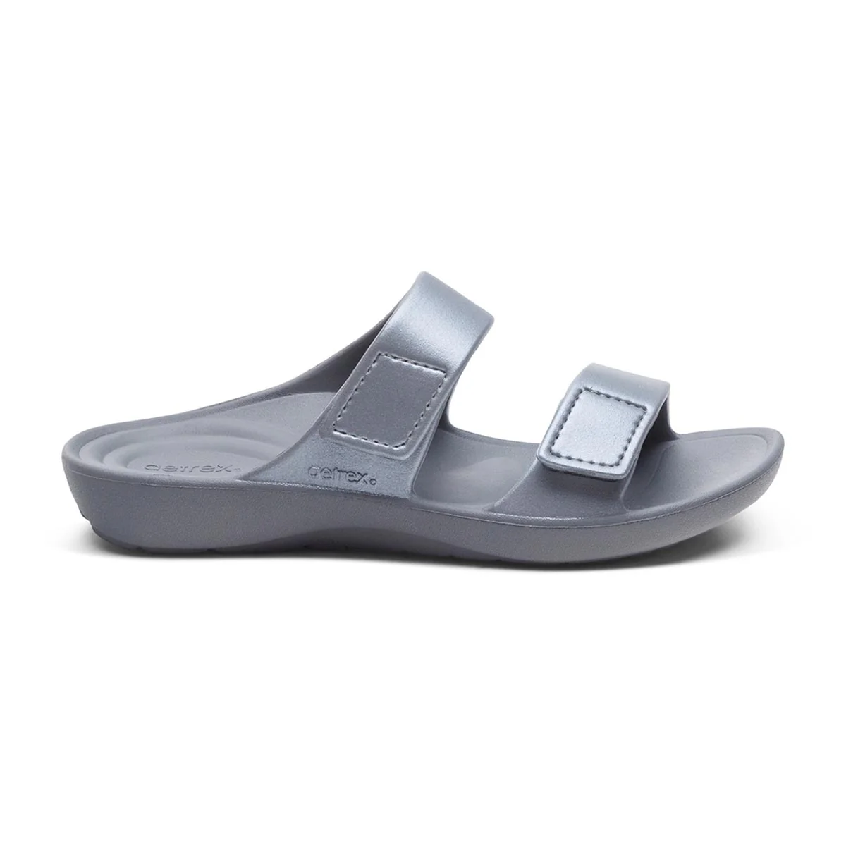 Aetrex Kaia Women's Two Band Slide – Black Pewter - Image 4