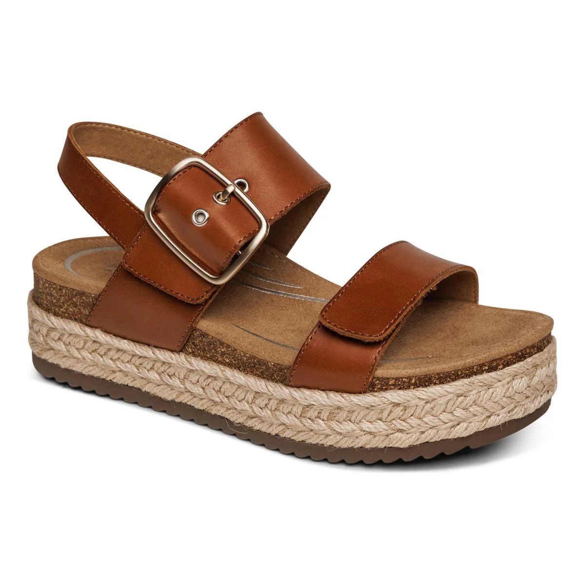 Aetrex Vania Women's Arch Support Platform Sandal – Cognac