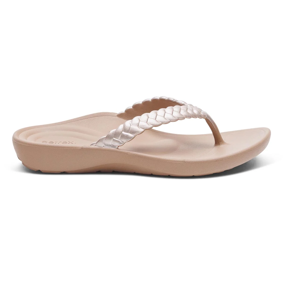 Aetrex Vicki Women's Braided Thong Sandal – Champagne - Image 2