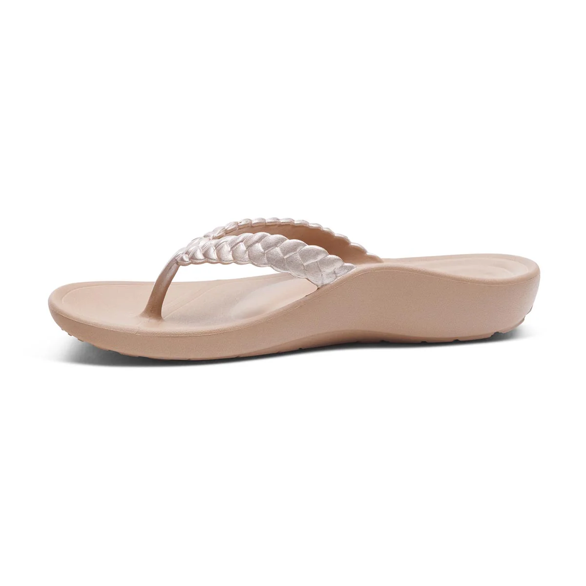 Aetrex Vicki Women's Braided Thong Sandal – Champagne - Image 4