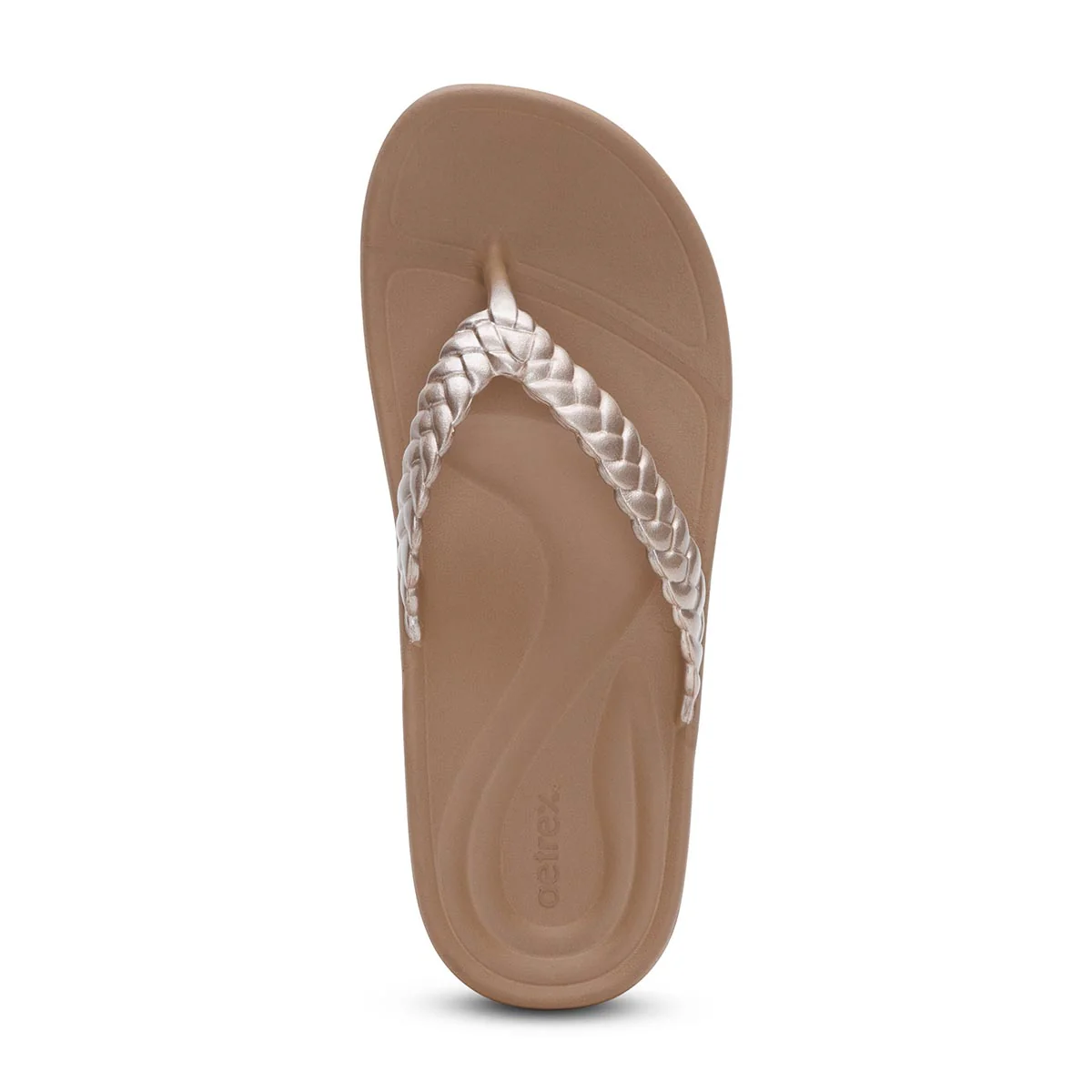 Aetrex Vicki Women's Braided Thong Sandal – Champagne - Image 5