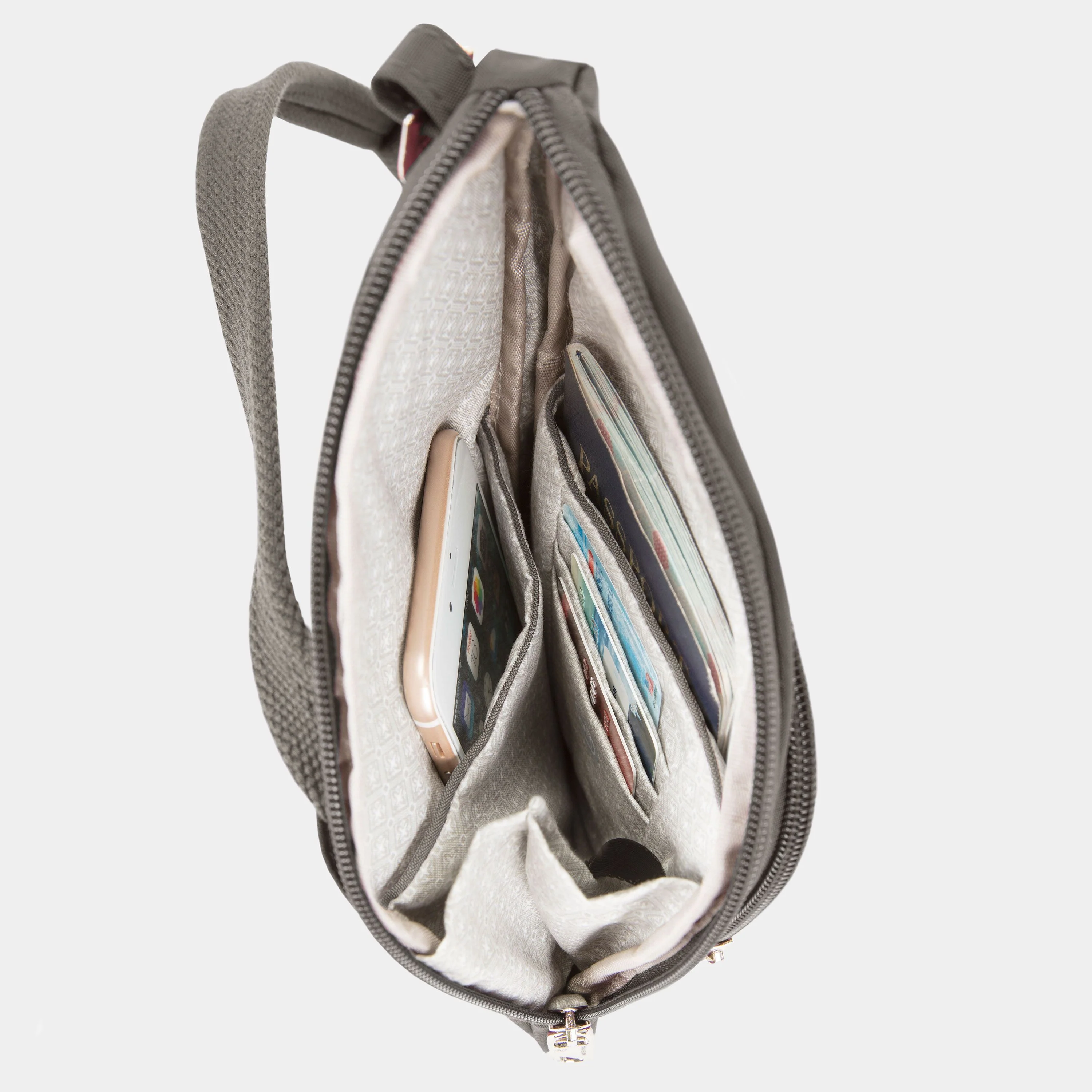Travelon Anti-Theft Essentials Mini Asymmetric Crossbody in Smoke - Image 4