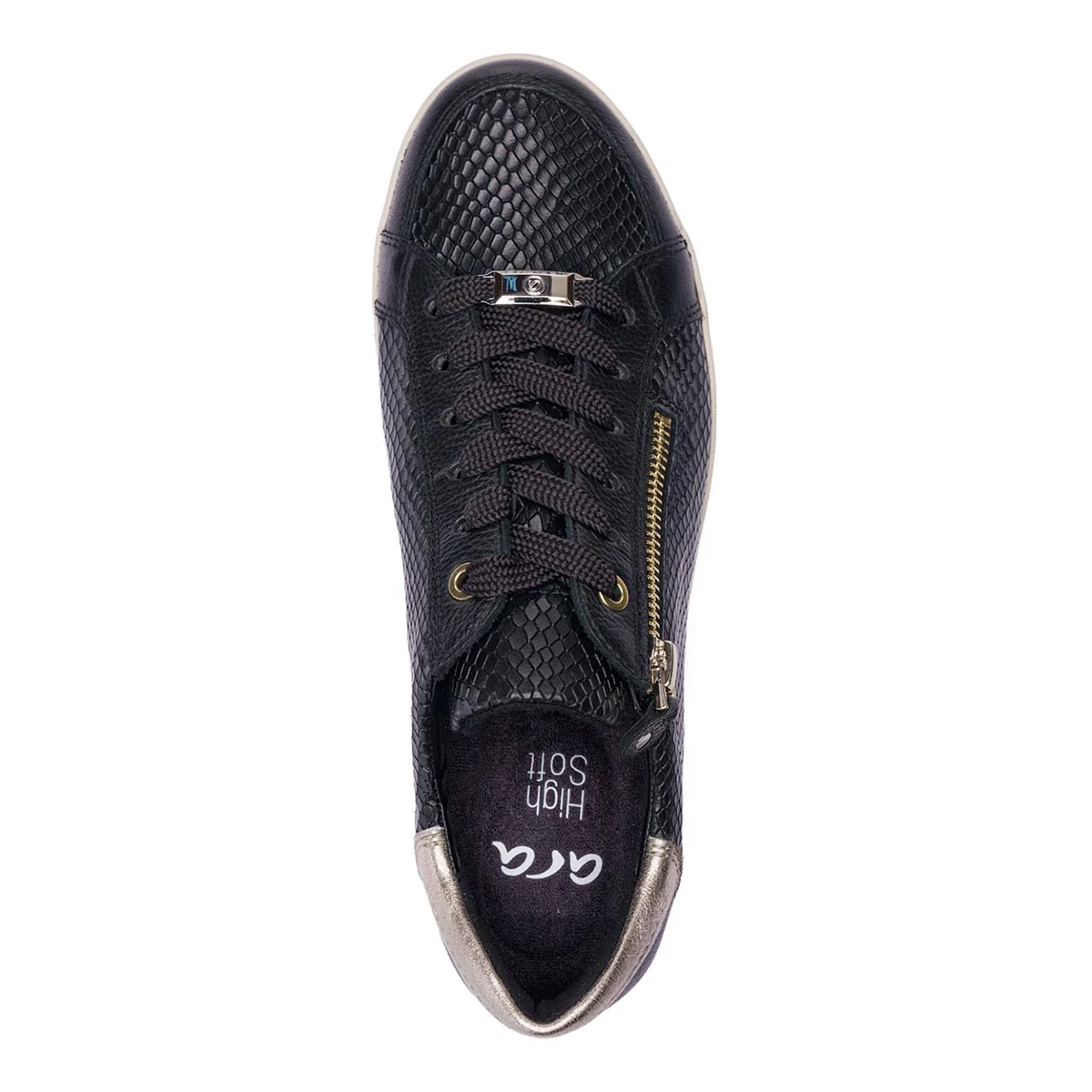 Ara Rei-Low Women's Zip Sneaker in Black Silver - Image 7