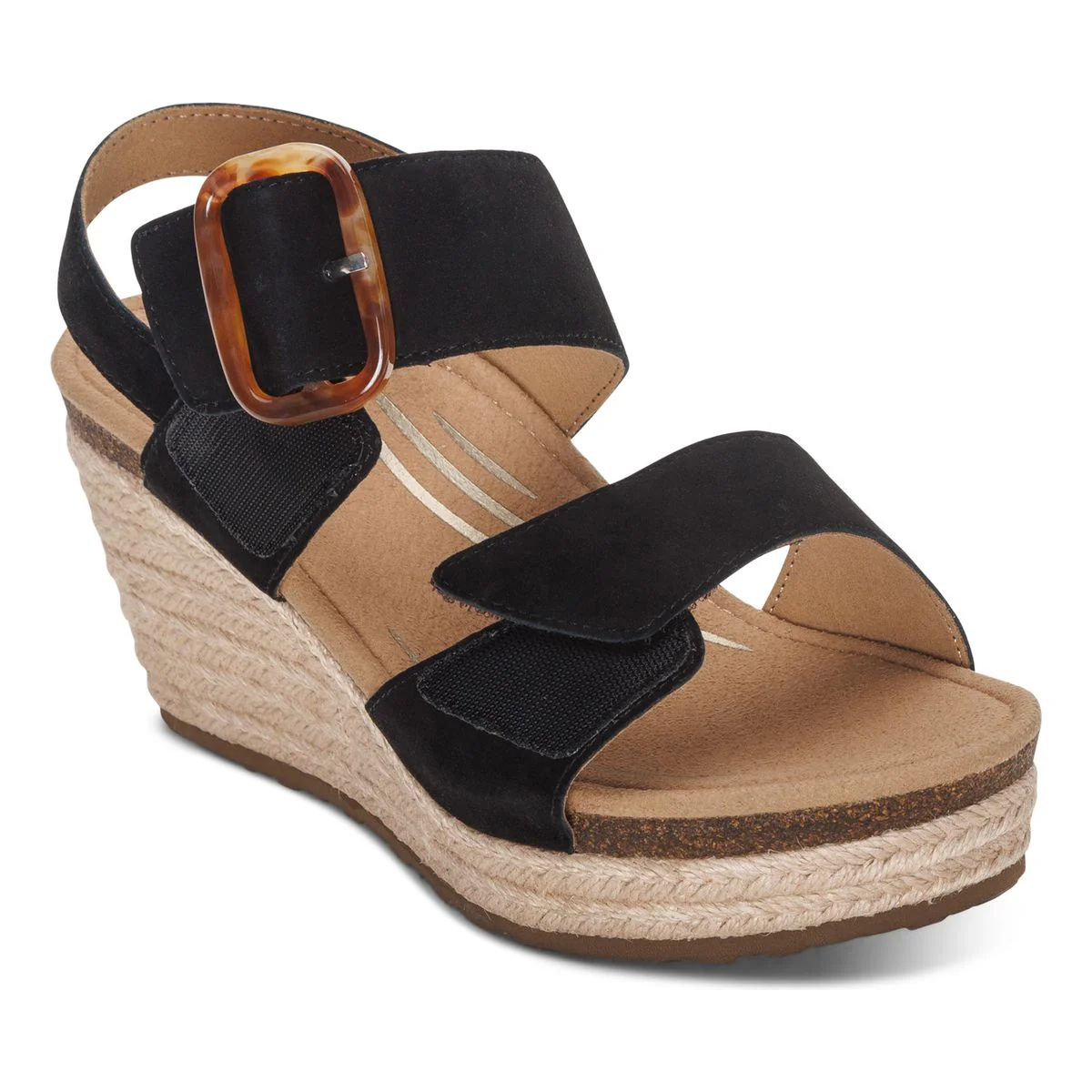 Aetrex Ashley Women's Arch Support Wedge Sandal – Black - Image 2