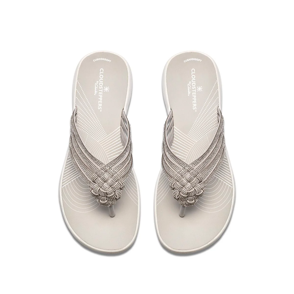Clarks Breeze Gem Women's Thong Sandals in Silver - Image 3