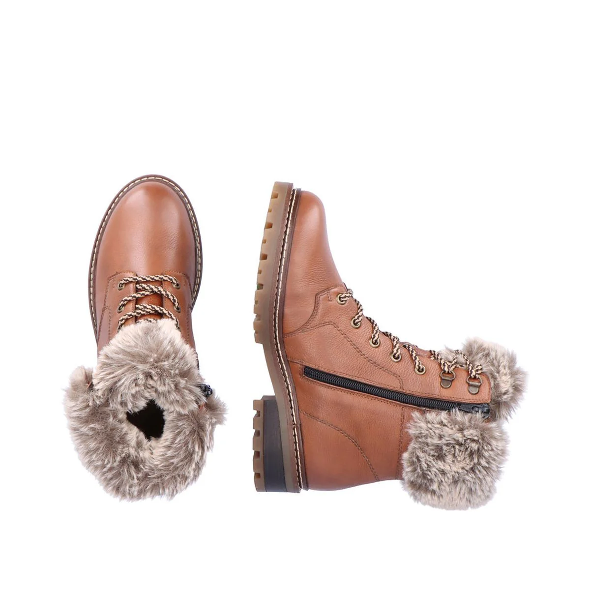 Remonte D0B74 Women's Lace Up Winter Boots in Brown - Image 5