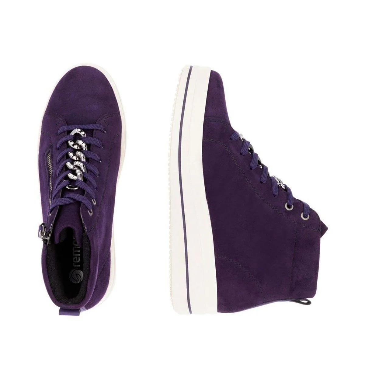 Remonte D1C70 Suede Sneaker Boot in Aubergine - Image 4