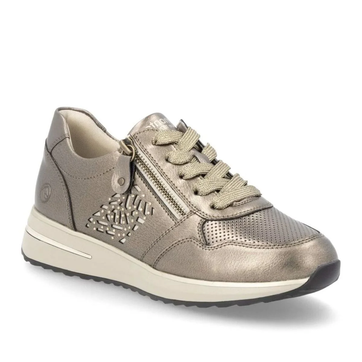 Remonte D1G00 Women's Zip Sneaker in Bronze