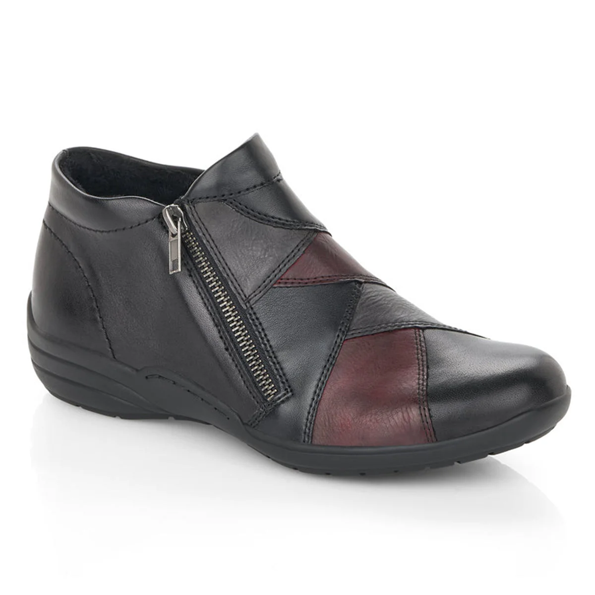 Remonte D7674 Women's Side Zip Shoe in Wine