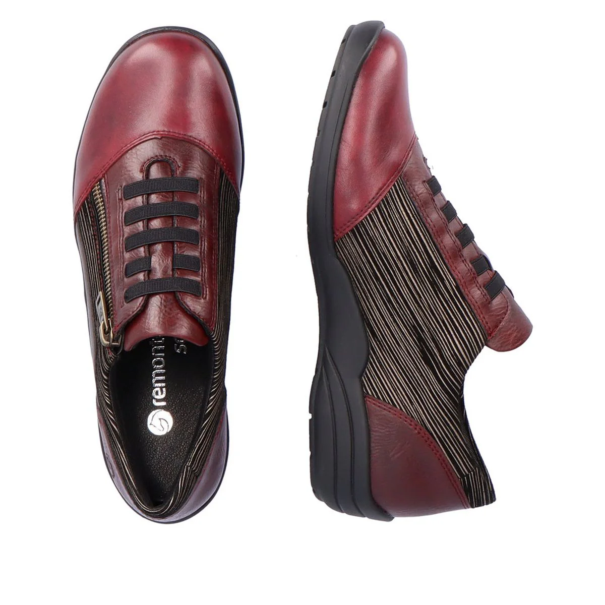 Remonte D7679 Women's Lace Zip Shoe in Vino - Image 5