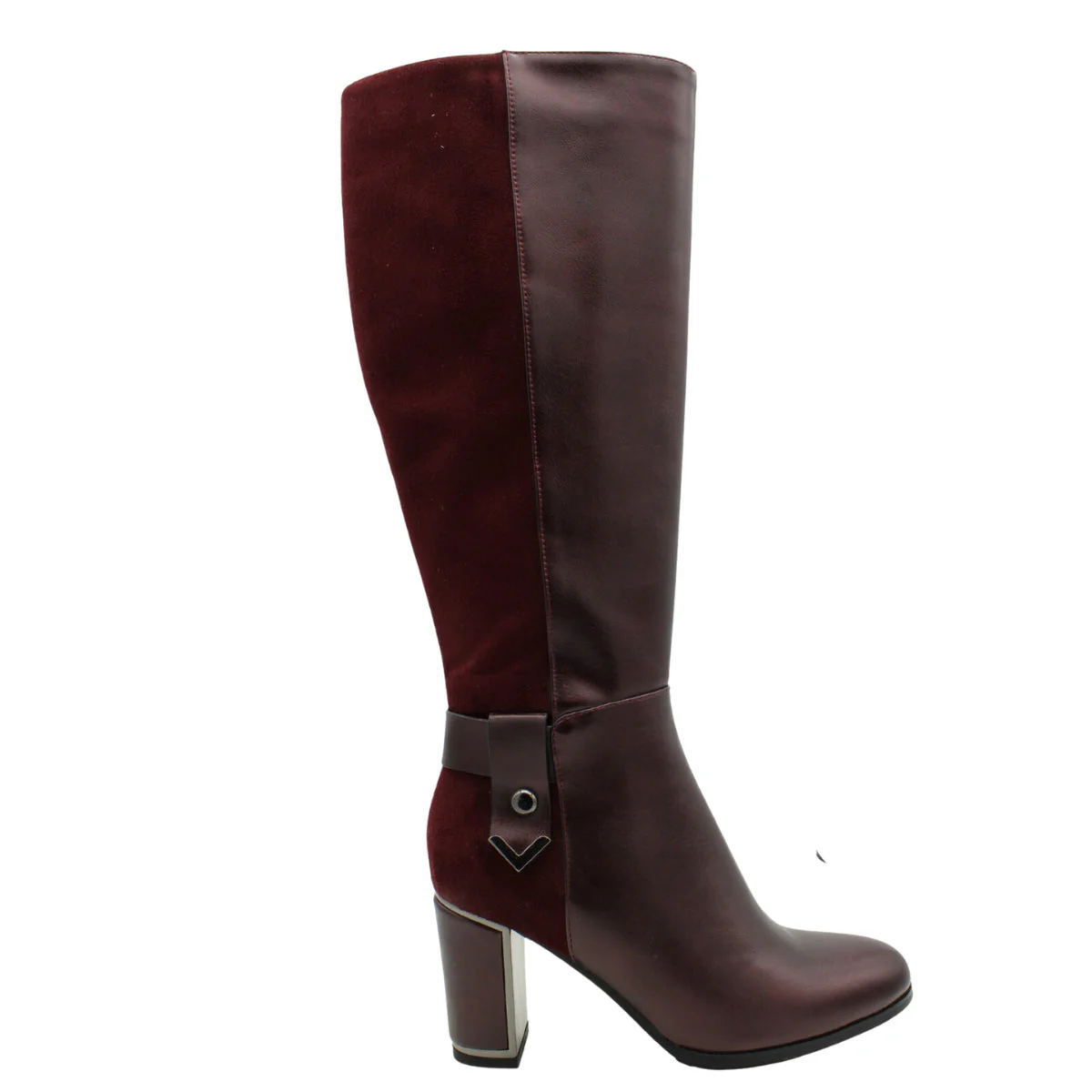 F3253 Side Zip High Boot in Bordo