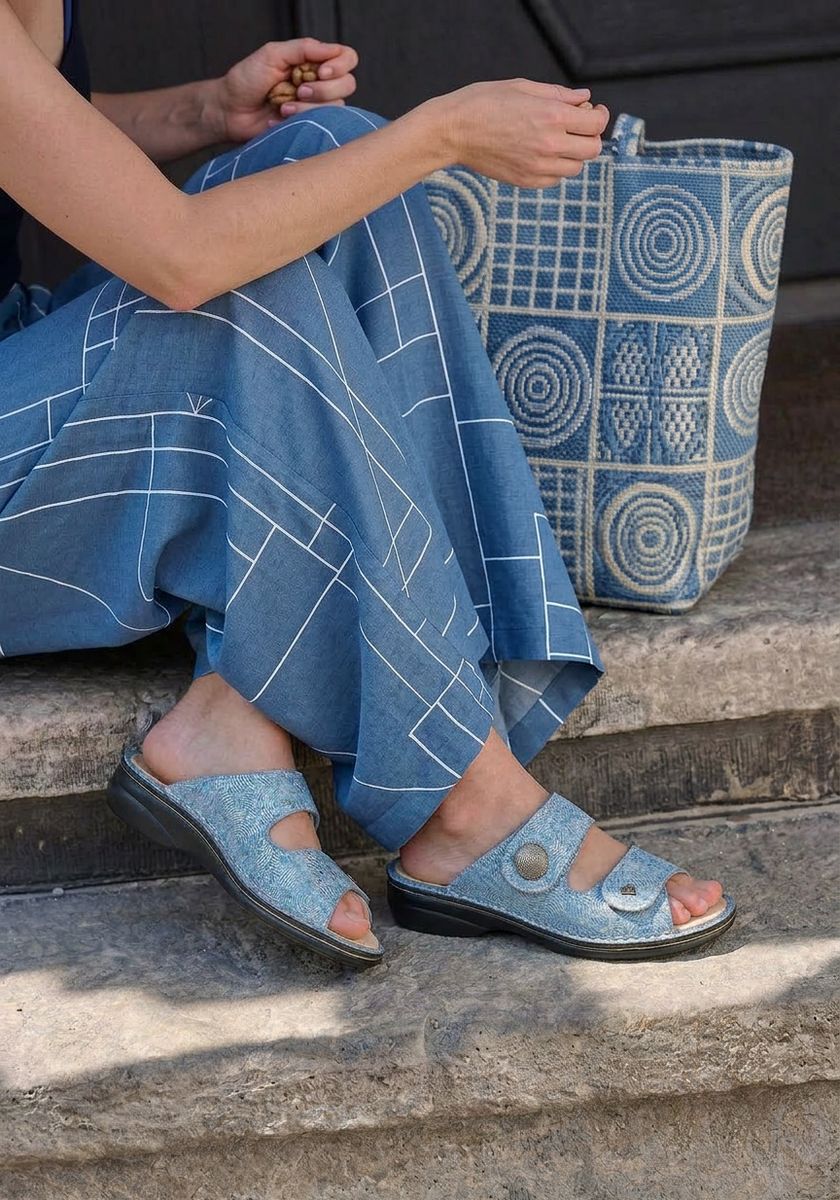 Finn Comfort Sansibar Women's Slide Sandals in Blue Sky - Image 2