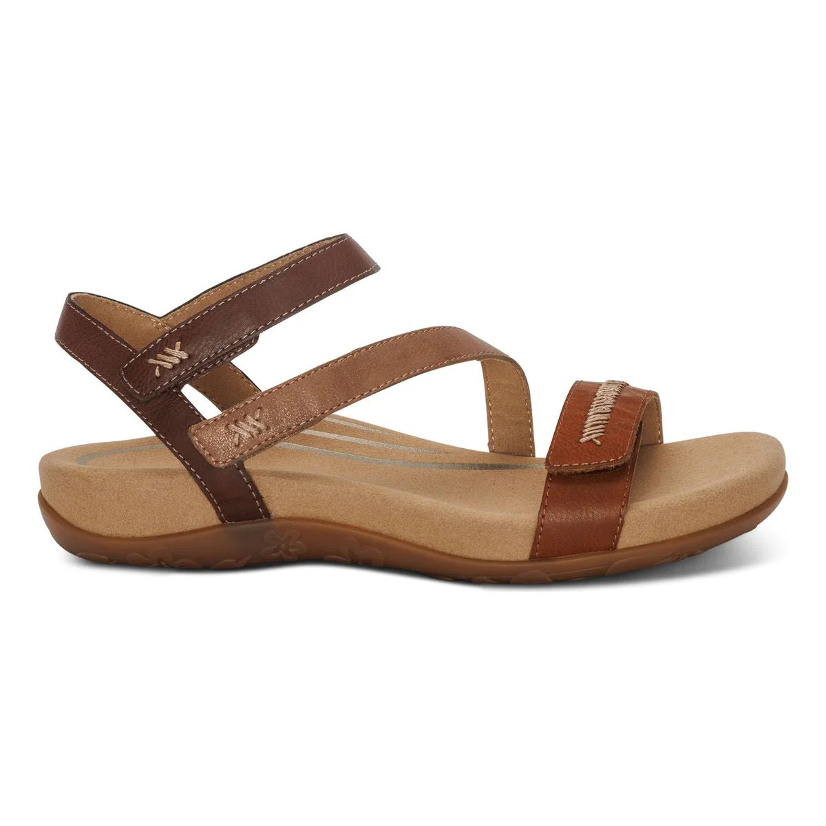 Aetrex Gabby Women's Adjustable Quarter Strap Sandal – Cognac Multi - Image 4