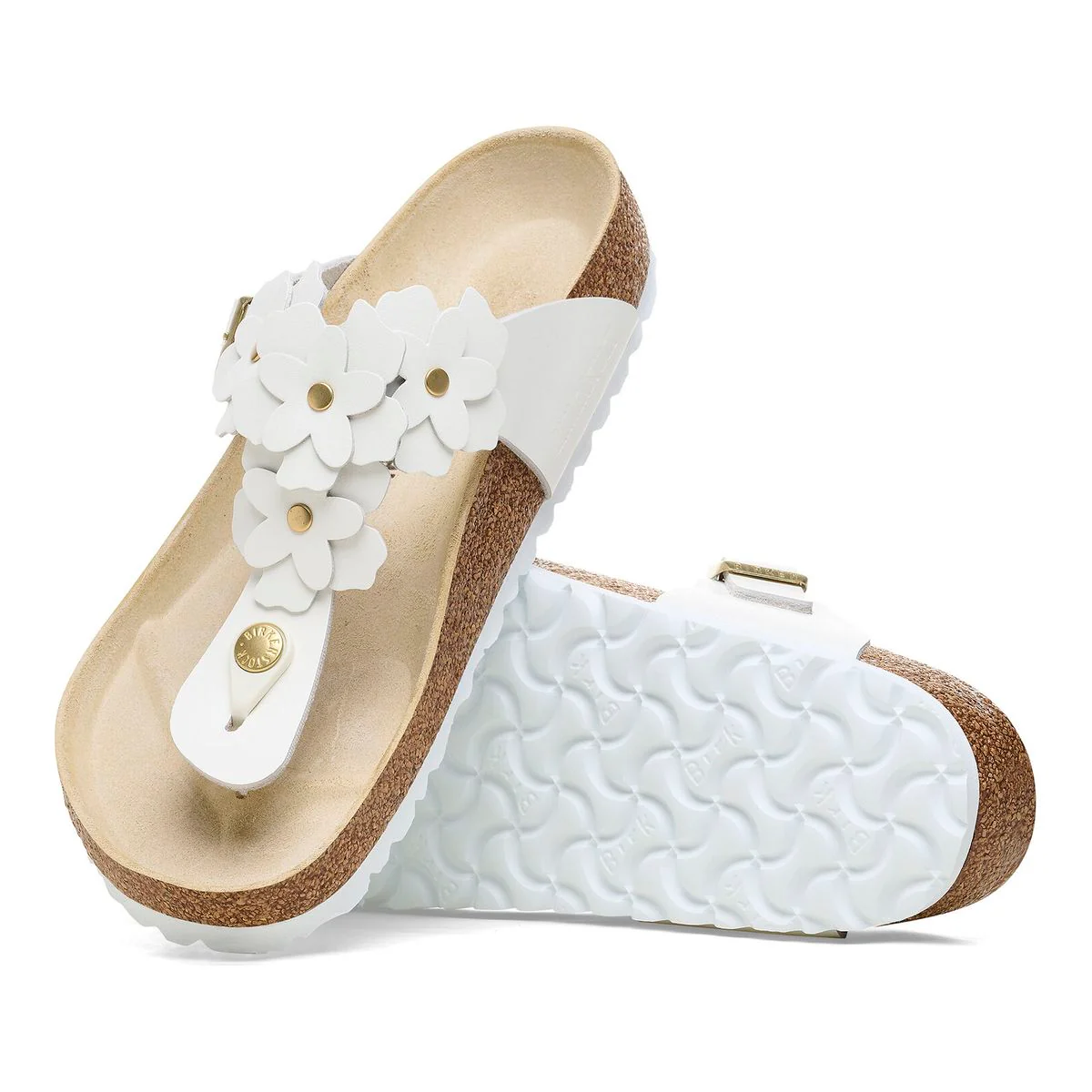 Birkenstock Gizeh Flower Leather – White - Image 2