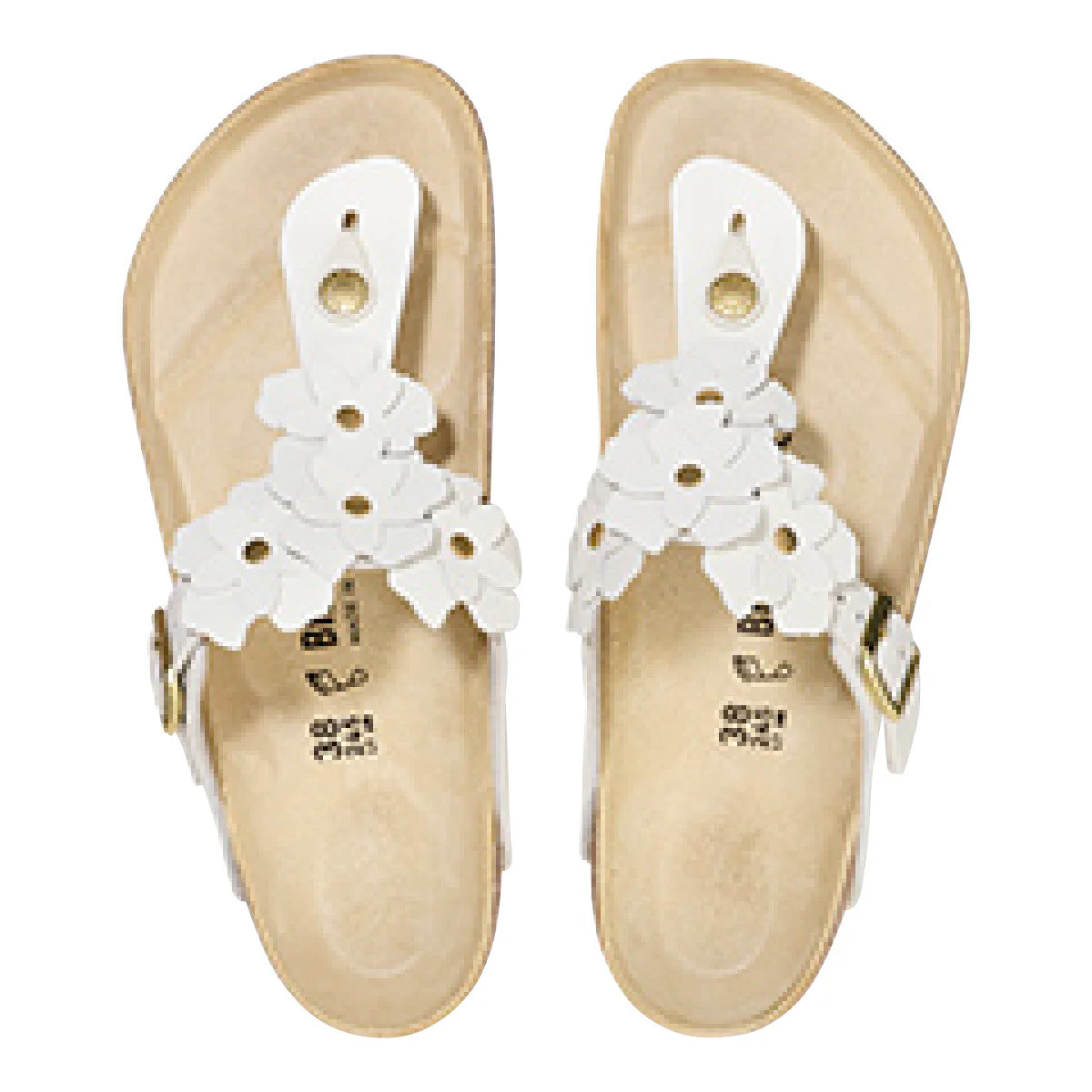 Birkenstock Gizeh Flower Leather – White - Image 3