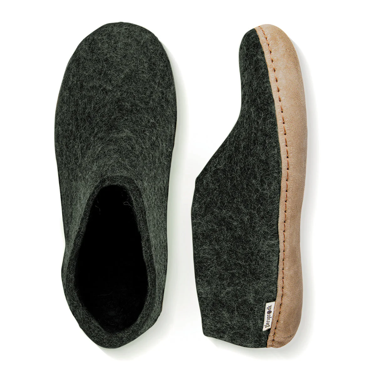 Glerups Slipper Shoe Leather Sole in Forest Green - Image 3