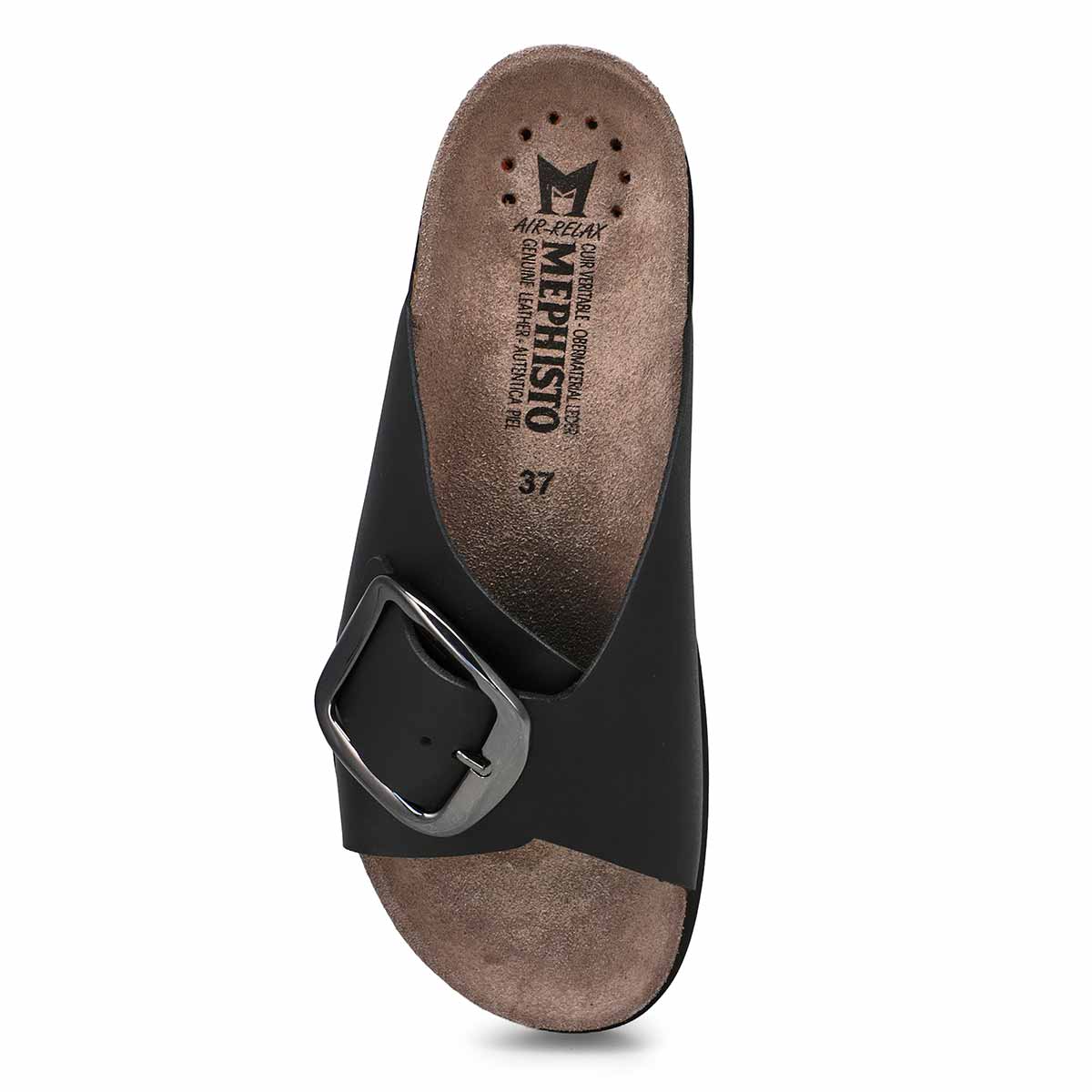 Mephisto Hariana Women's Cork Slide Buckle Sandals in Black - Image 2