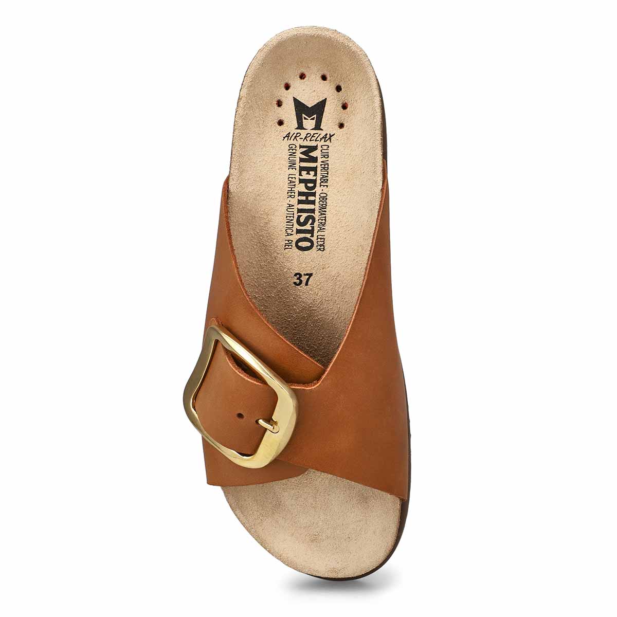 Mephisto Hariana Women's Cork Slide Buckle Sandals in Camel - Image 2