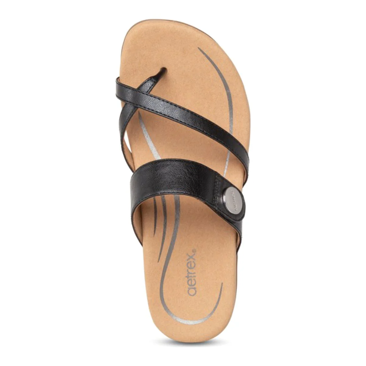 Aetrex Izzy Women's Adjustable Slide Sandal – Black - Image 3