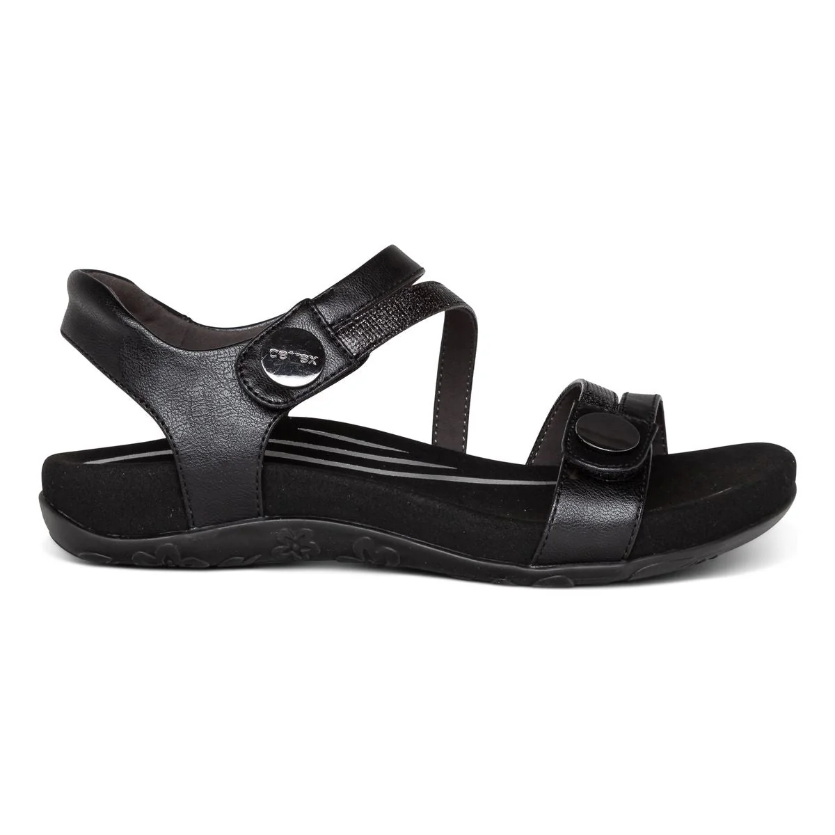 Aetrex Jess Women's Adjustable Quarter Strap Sandal – Black - Image 2