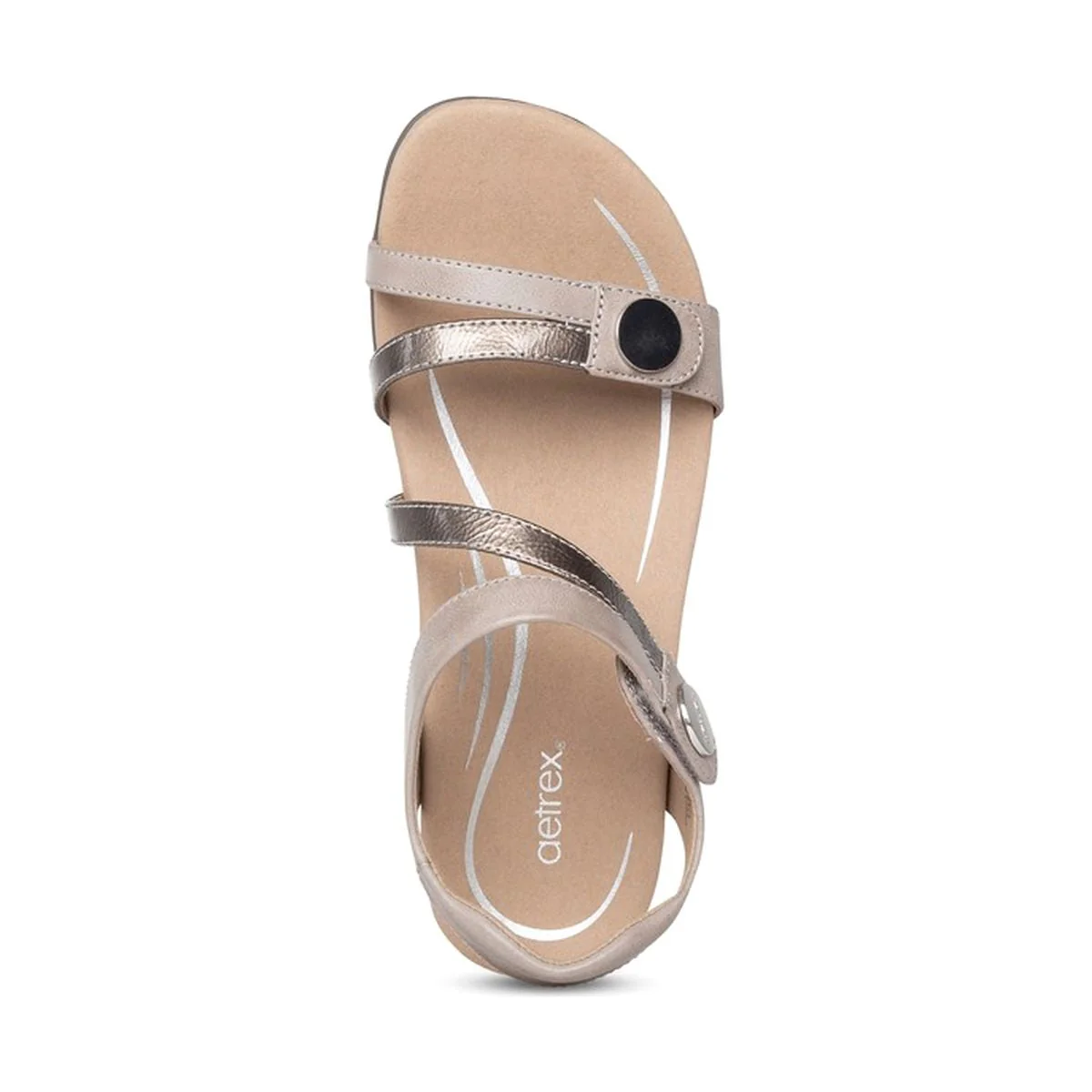 Aetrex Jess Women's Adjustable Quarter Strap Sandal – Smoke - Image 4