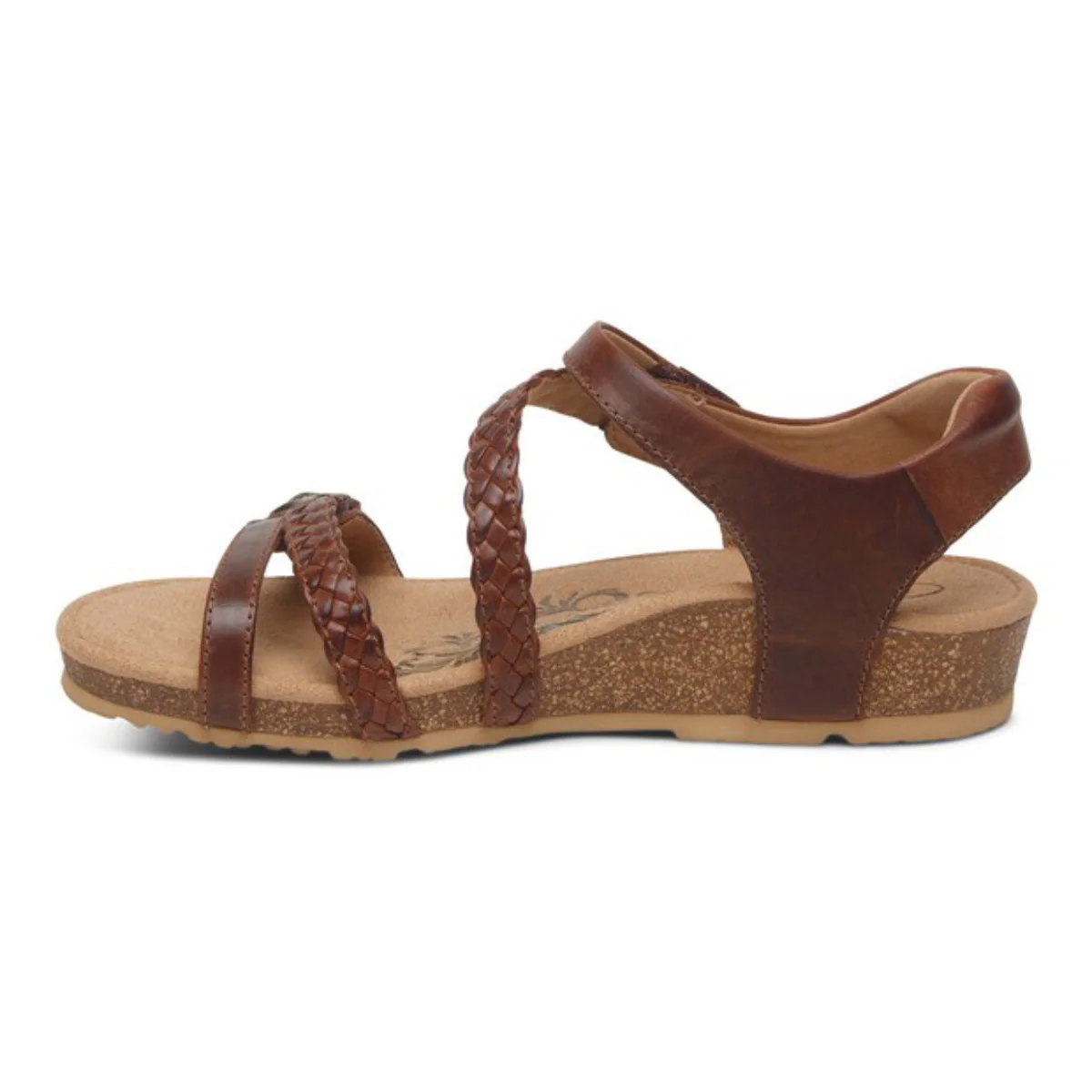 Aetrex Jillian Women's Braided Quarter Strap Sandal – Brown - Image 3