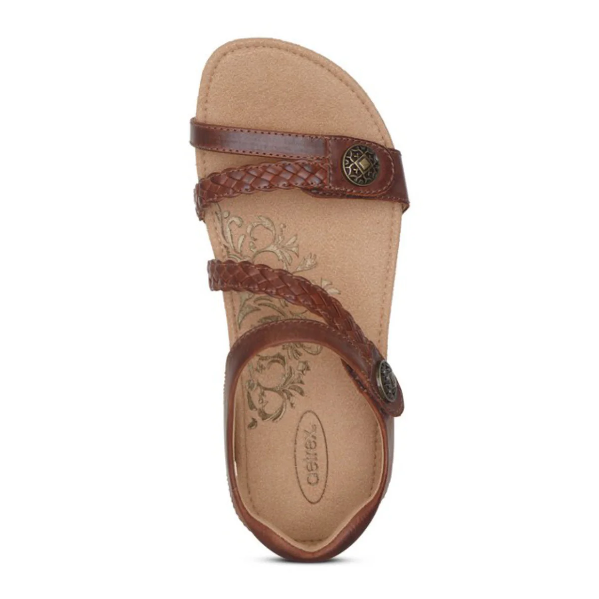 Aetrex Jillian Women's Braided Quarter Strap Sandal – Brown - Image 4