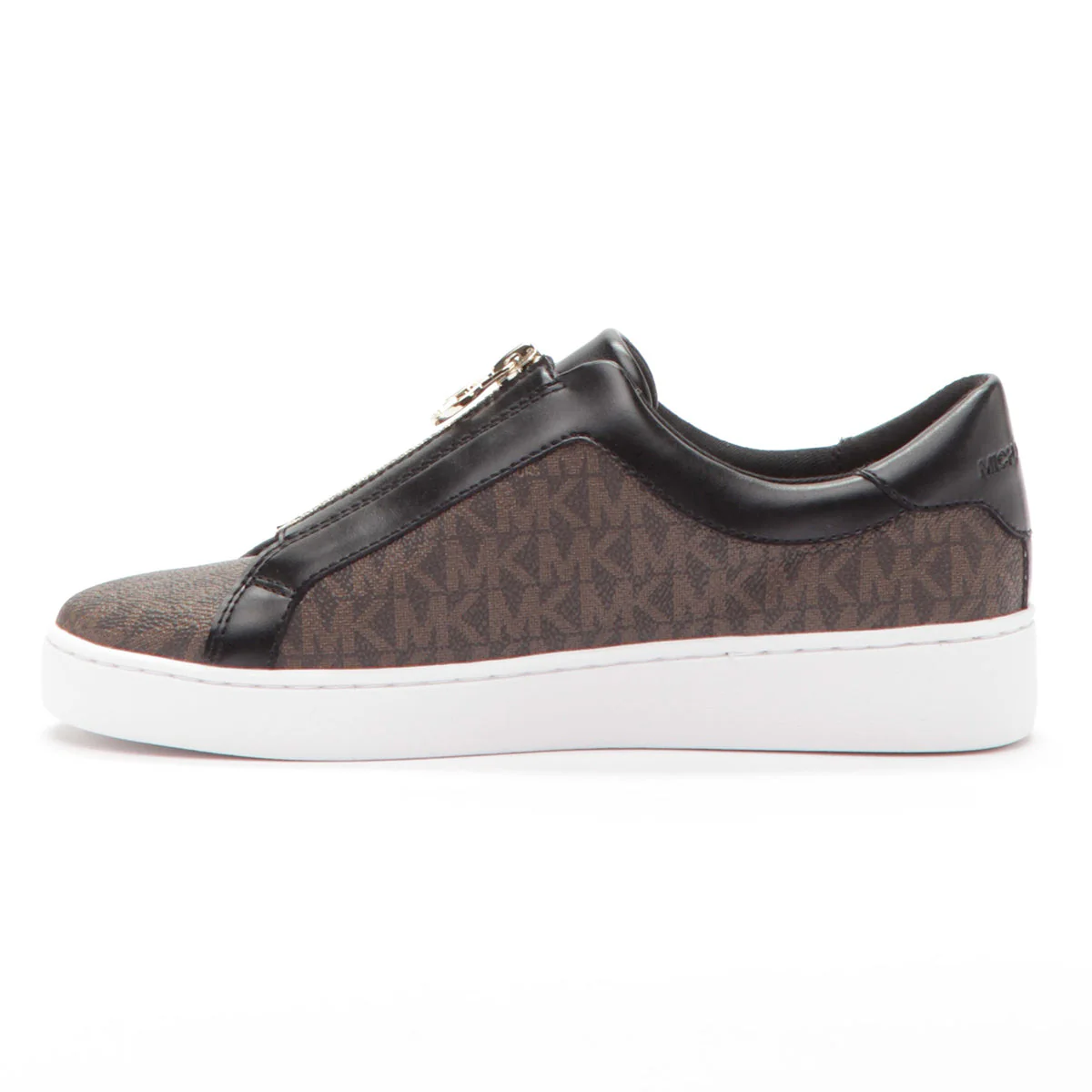Michael Kors Keaton Zip Sneaker in Brown Luggage MK Print - Image 4