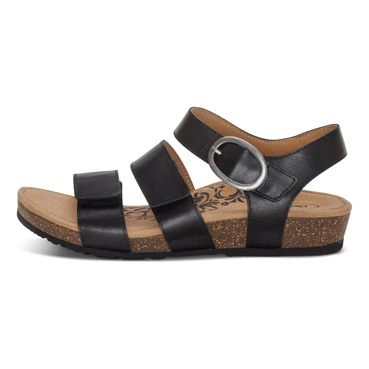 Aetrex Lilly Women's Adjustable Quarter Strap Sandal – Black - Image 3