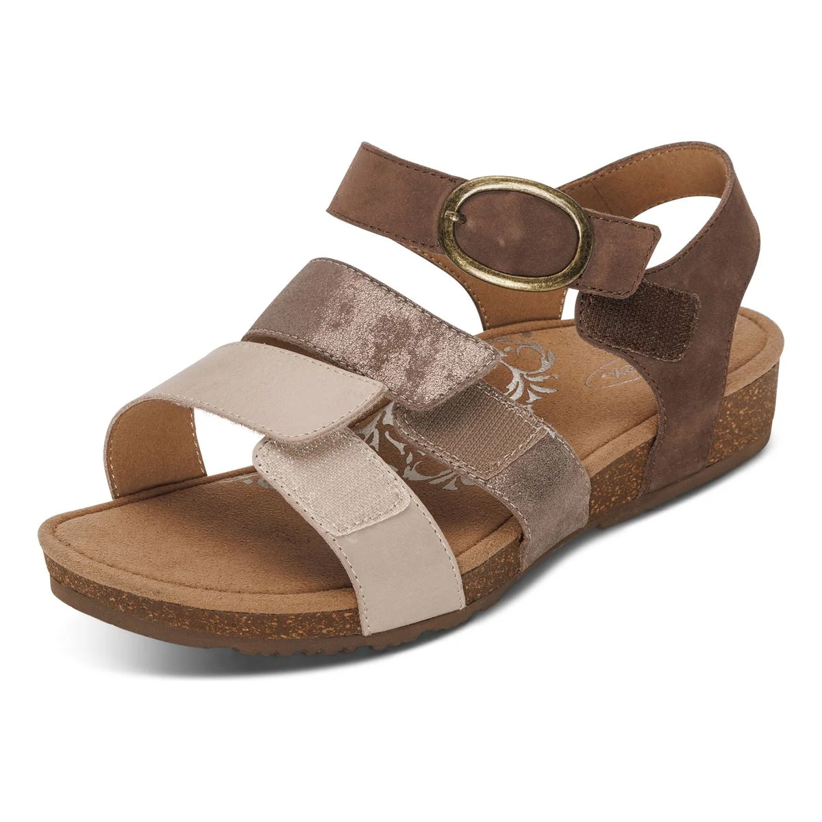 Aetrex Lilly Women's Adjustable Quarter Strap Sandal – Taupe - Image 2