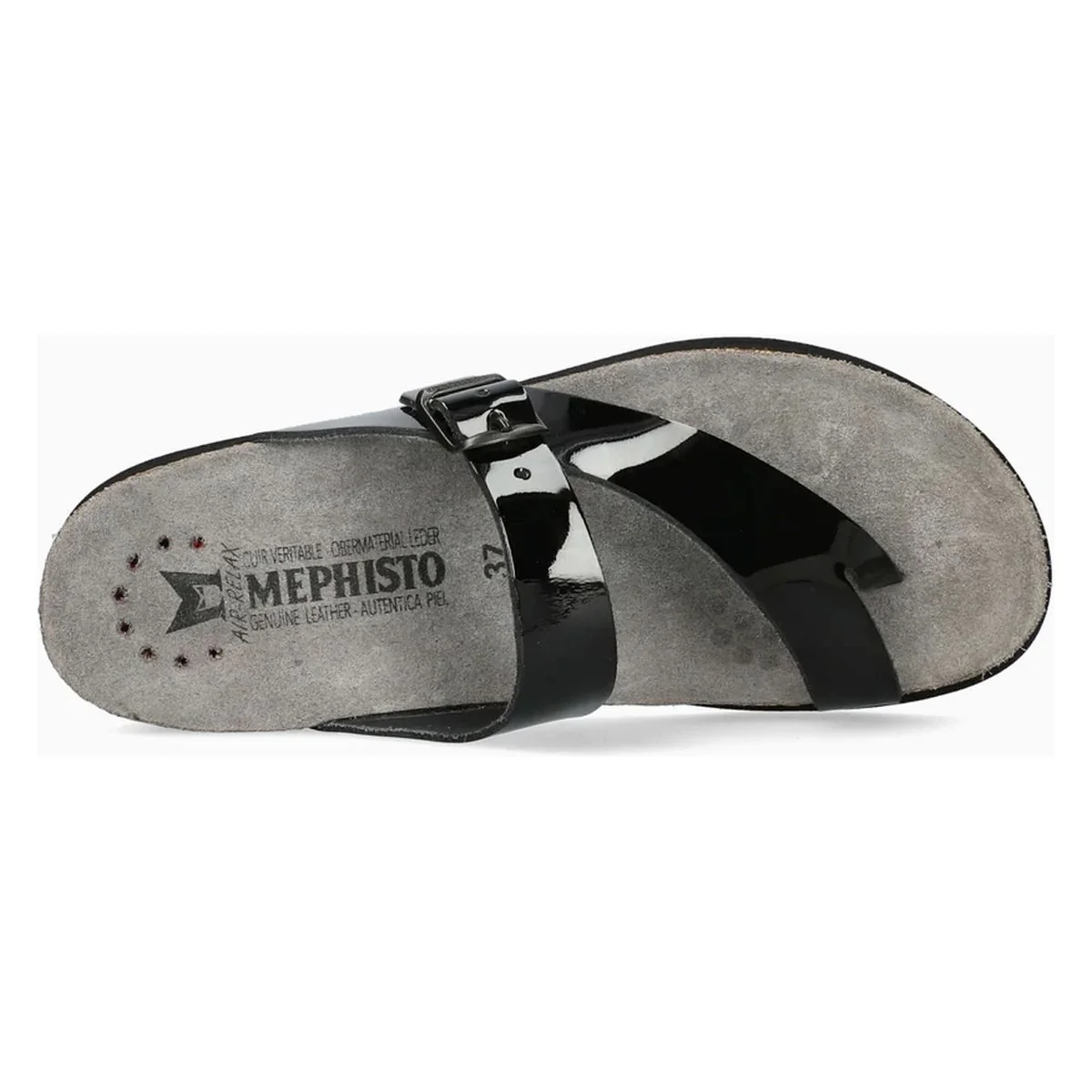 Mephisto Helen Toe Thong Sandals in Black Patent - Image 3