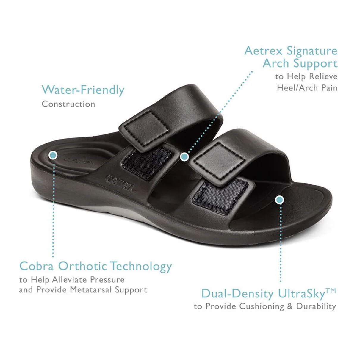 Aetrex Milos Men's Orthotic Slides – Black - Image 6